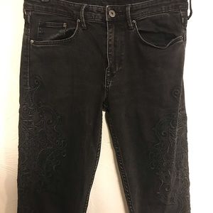 H&M Black Embroidered Skinny Jeans
